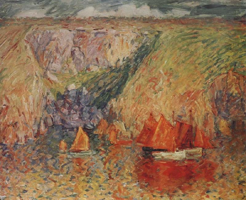 John Russell Fishing boats,Goulphar Spain oil painting art
